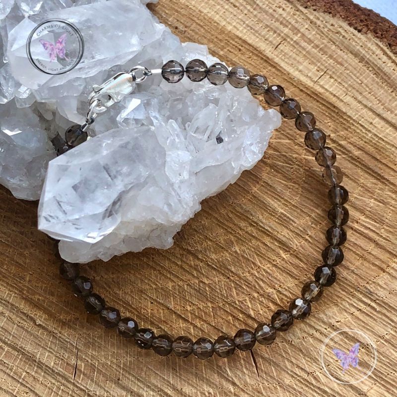 Smokey Quartz Faceted Beaded Bracelet